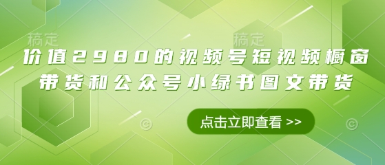 价值2980的视频号短视频橱窗带货和公众号小绿书图文带货-58创网