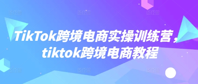 TikTok跨境电商实操训练营，tiktok跨境电商教程-58创网