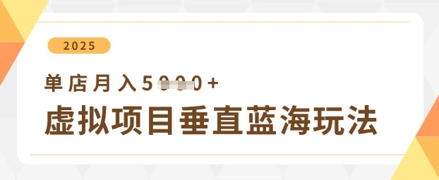 虚拟项目垂直玩法，实现单店月入5k+-58创网