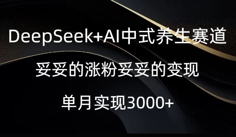 DeepSeek+AI中式养生赛道，妥妥的涨粉妥妥的变现-58创网