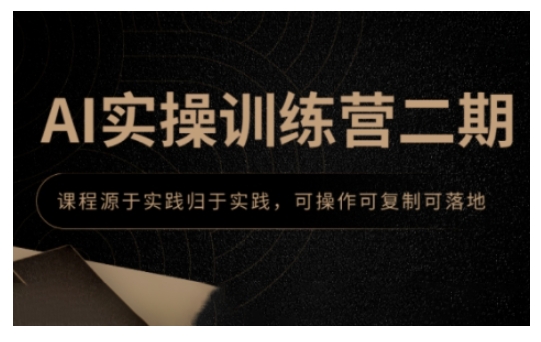 AI实操训练营二期，课程源于实践归于实践，可操作可复制可落地-58创网