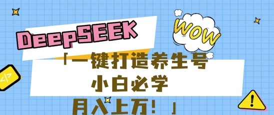 25年最新风口，用DeepSeek做养生号，小白必学，日入数张，一条作品涨粉1W+-58创网