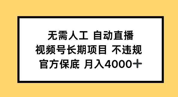 无需人工自动直播，视频号长期项目 不违规，官方保底月入4k左右-58创网