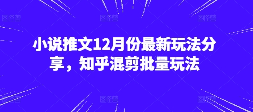 小说推文12月份最新玩法分享，知乎混剪批量玩法-58创网