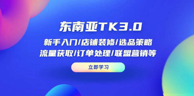 东南亚TK3.0：新手入门/店铺装修/选品策略/流量获取/订单处理/联盟营销等-58创网