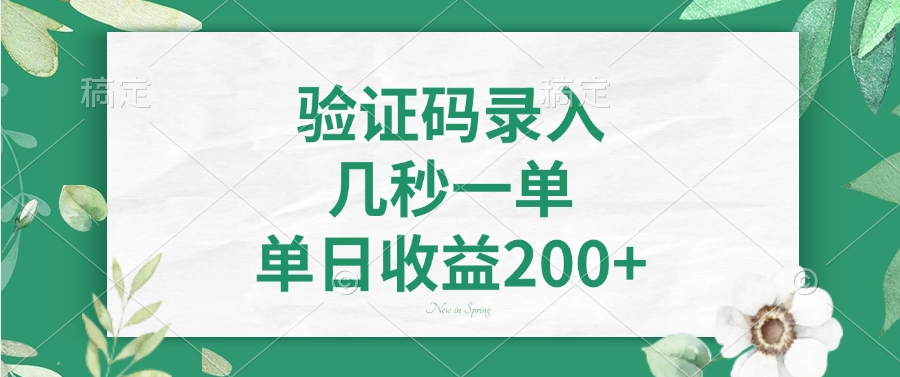 验证码录入，几秒一单，单日收益200+-58创网
