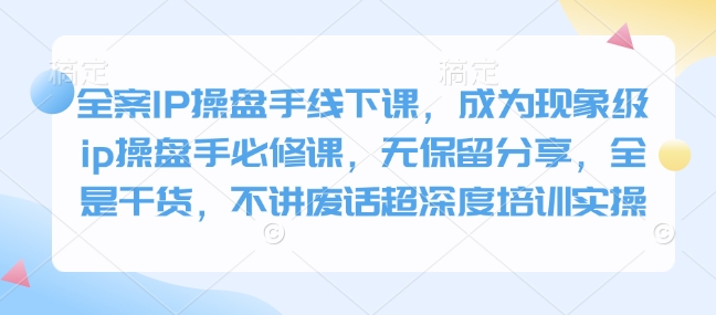 全案IP操盘手线下课，成为现象级ip操盘手必修课，无保留分享，全是干货，不讲废话超深度培训实操-58创网