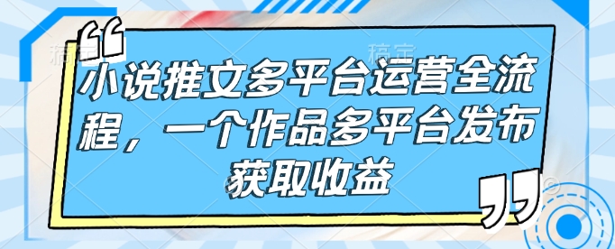 小说推文多平台运营全流程，一个作品多平台发布获取收益-58创网
