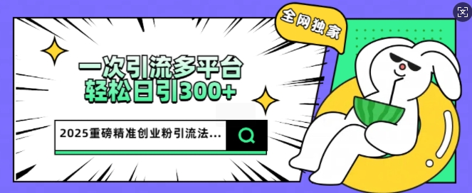 2025重磅全网独家引流法，一次多平台，轻松日引300+精准创业粉-58创网