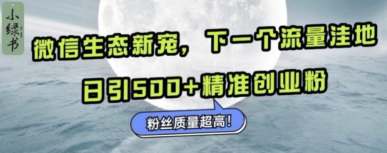 微信生态新宠小绿书：下一个流量洼地，日引500+精准创业粉，粉丝质量超高-58创网