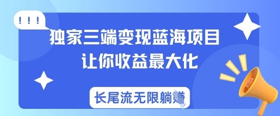 独家三端变现蓝海项目，让你收益最大化，长尾流无限躺挣-58创网