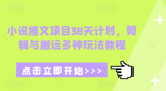 小说推文项目38天计划，剪辑与搬运多种玩法教程-58创网