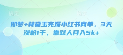 即梦+林黛玉完爆小红书商单，3天涨粉1千，靠怼人月入5k+-58创网