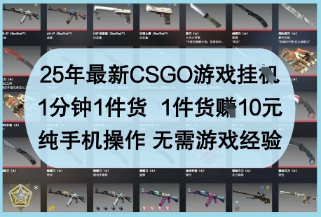 25年最新CSGO游戏挂G，1分钟1件货，1件货挣10元，纯手机操作，无需游戏经验【揭秘】-58创网