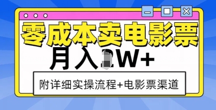零成本卖电影票，月入过W+，实操流程+渠道-58创网