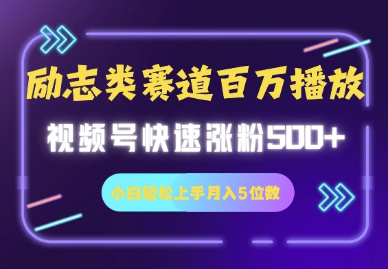 励志类赛道也能百万播放，快速涨粉500+视频号变现月入5位数-58创网