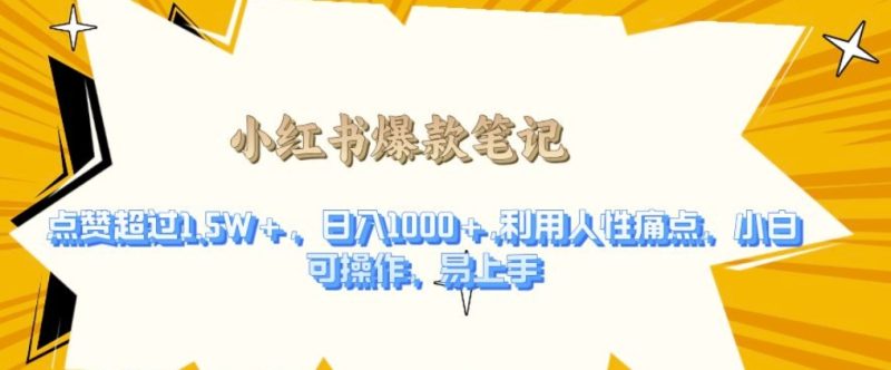 利用人性的痛点，打造爆款笔记，获得点赞超过1.5W+，日入1k【揭秘】-58创网