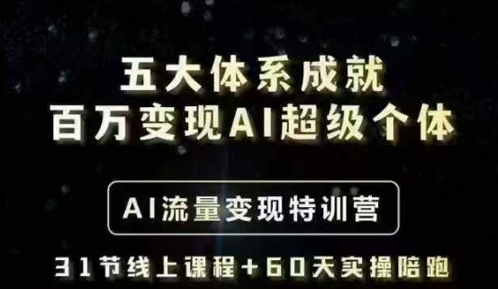 五大体系成就百万变现AI超级个体- AI流量变现特训营，一步一步教你一个人怎么年入百W-58创网