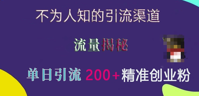 不为人知的引流渠道，流量揭秘，实测单日引流200+精准创业粉【揭秘】-58创网