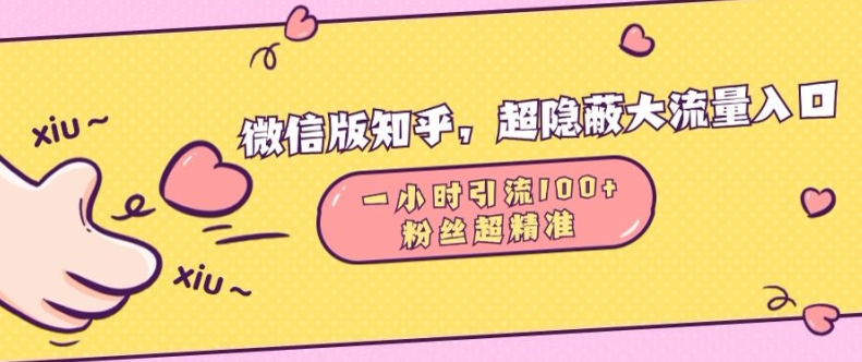 微信版知乎，超隐蔽流量入口1小时引流100人，粉丝质量超高【揭秘】-58创网