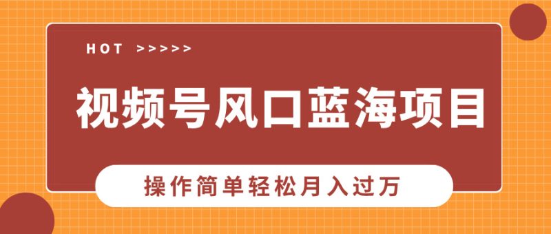 视频号风口蓝海项目，中老年人的流量密码，操作简单轻松月入过万-58创网