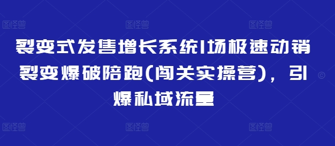 裂变式发售增长系统1场极速动销裂变爆破陪跑(闯关实操营)，引爆私域流量-58创网