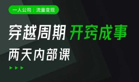 一人公司：流量变现课，一人公司的方法模型拆解， 拆解富人思维，流量思维，小老板思维等-58创网