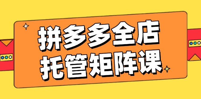 拼多多全店托管矩阵课，盈利动销玩法，高效计划设置，提升店铺效益-58创网