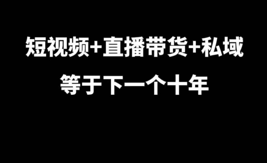 短视频+直播带货+私域等于下一个十年，大佬7年实战经验总结-58创网