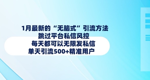 1月最新的无脑式引流方法，跳过平台私信风控，每天都可以无限发私信，单天引流500+精准用户-58创网
