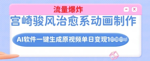 宫崎骏风治愈系动画制作，AI软件一键生成原创视频流量爆炸，单日变现多张，详细实操流程-58创网