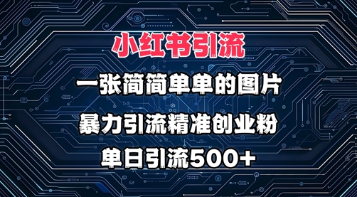 小红书图片打法，利用一张简简单单的图片，暴力引流精准创业粉，单日引流500+-58创网