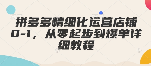 拼多多精细化运营店铺0-1，从零起步到爆单详细教程-58创网