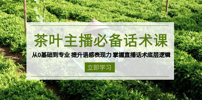 茶叶 主播必备话术课 从0基础到专业 提升语感表现力 掌握直播话术底层逻辑-58创网