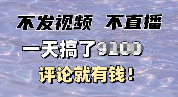 不发作品不直播，评论就有钱，一条最高10块，一天搞多张-58创网