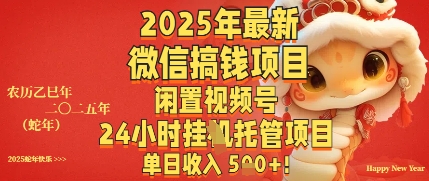 2025年最新微信搞钱项目，闲置视频号年24小时挂G托管项目，单日收入多张-58创网
