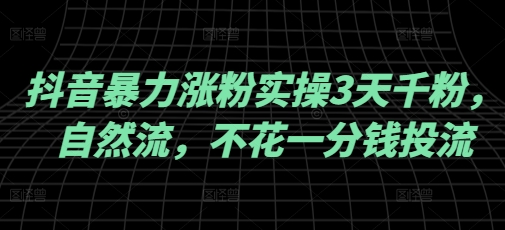 抖音暴力涨粉实操3天千粉，自然流，不花一分钱投流，实操经验分享-58创网