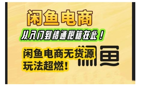 闲鱼电商实战课，从入门到精通秘籍在此，闲鱼电商无货源玩法超燃!-58创网