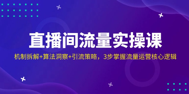 直播间流量实操课：机制拆解+算法洞察+引流策略，3步掌握流量运营核心逻辑-58创网
