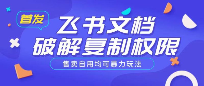 首发飞书文档破解复制权限，售卖自用均可暴力玩法-58创网