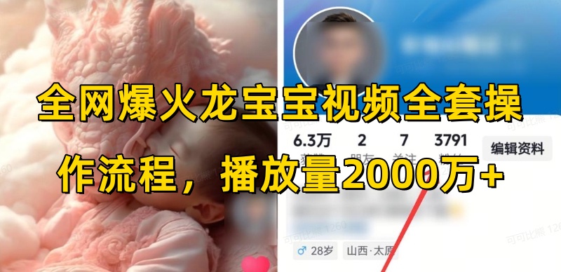 全网爆火龙宝宝视频全套操作流程，播放量2000万+-58创网