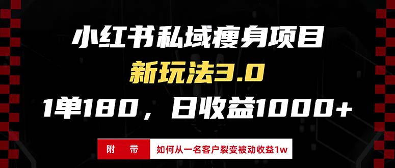 小红书瘦身项目3.0模式，新手小白日赚收益1000+(附从一名客户裂变收益…-58创网
