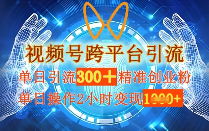 视频号跨平台引流，单日操作2小时，单日引流300+精准创业粉，单日变现数张-58创网