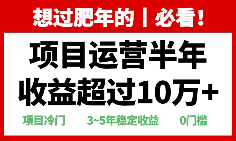 年前过肥年的必看的超冷门项目，半年收益超过10万+，-58创网