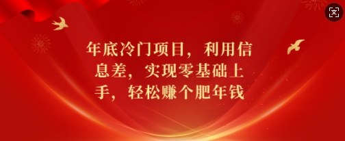 年底冷门项目，利用信息差，实现零基础上手，轻松赚个肥年钱【揭秘】-58创网
