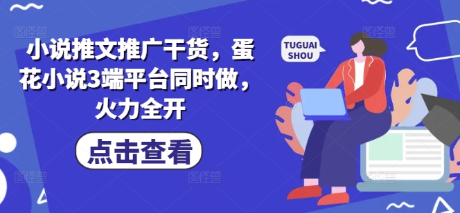 小说推文推广干货，蛋花小说3端平台同时做，火力全开-58创网