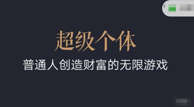 超级个体2024-2025翻盘指南，普通人创造财富的无限游戏-58创网