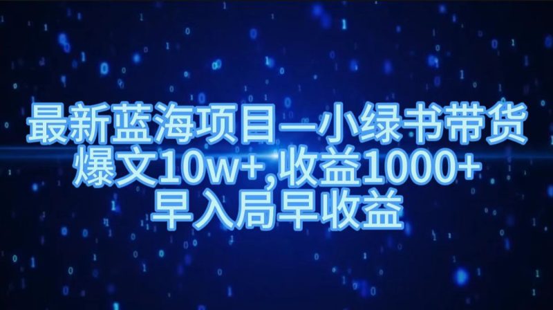 最新蓝海项目小绿书带货，爆文10w＋，收益1000＋，早入局早获益！！-58创网