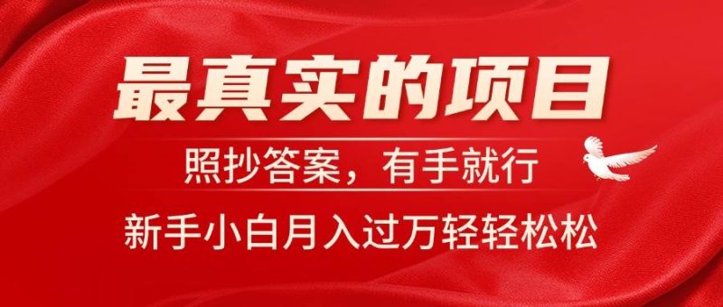 最真实的项目，照抄答案，有手就行，新手小白月入过万轻轻松松-58创网