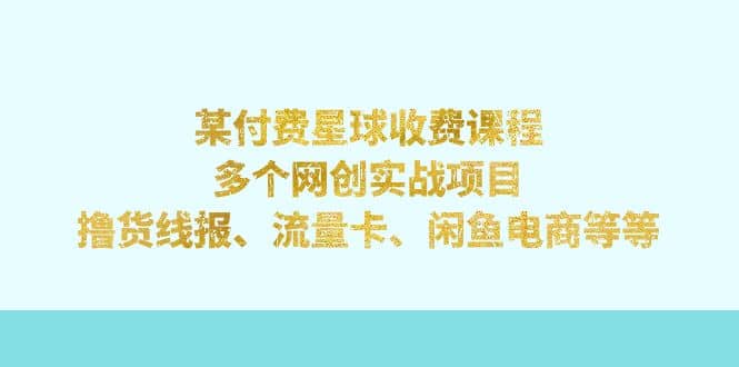某付费星球课程：多个网创实战项目，撸货线报、流量卡、闲鱼电商等等-58创网